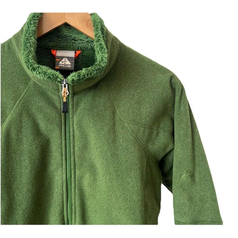 Nike ACG Full Zip Outdoor Fleece Jacket Green Golf Y2K Womens sz Large - Picture 2 of 5